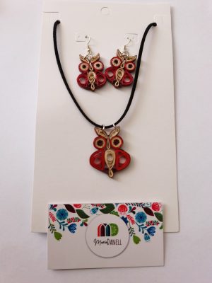 Collar De Filigrana Búho Rojo