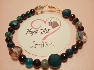 Pulcera De Piedras Agatas y Cristal.
